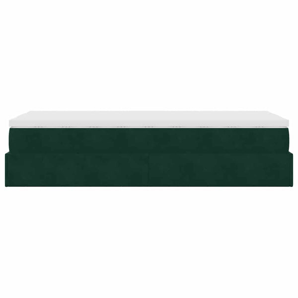 Ottoman Bett mit Matratze Dunkelgrün 100x200 cm Samt