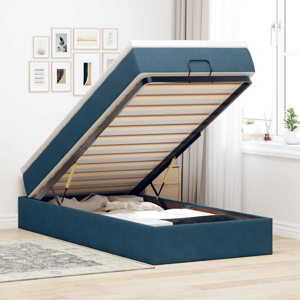 Ottoman Bett mit Matratze Dunkelblau 100x200 cm