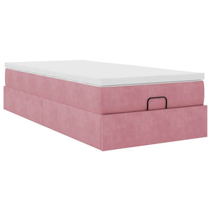 Ottoman Bett mit Matratze Rosa 100x200 cm Samt