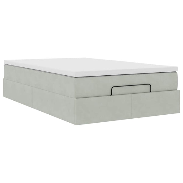 Ottomanisches Bett mit Matratze Hellgrau 120x190 cm