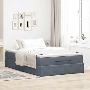 Ottoman Bett mit Matratze Dunkelgrau Samt 120x190 cm