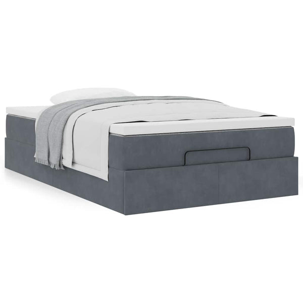 Ottoman Bett mit Matratze Dunkelgrau Samt 120x190 cm