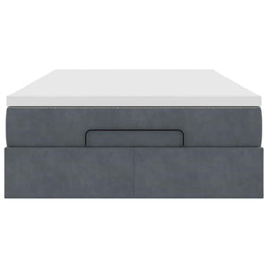 Ottoman Bett mit Matratze Dunkelgrau Samt 120x190 cm