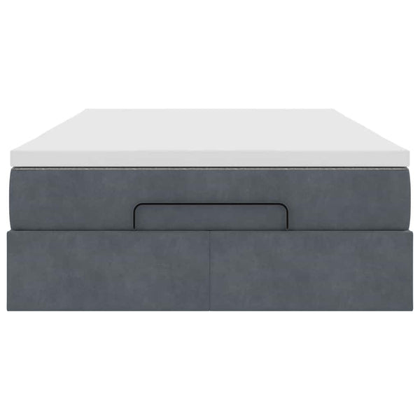 Ottoman Bett mit Matratze Dunkelgrau Samt 120x190 cm