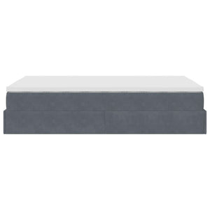 Ottoman Bett mit Matratze Dunkelgrau Samt 120x190 cm