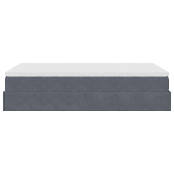 Ottoman Bett mit Matratze Dunkelgrau Samt 120x190 cm