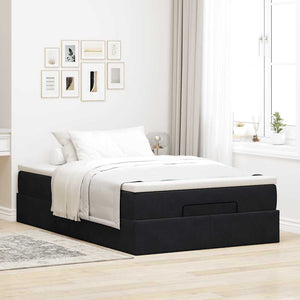 Ottoman Bett mit Matratze 120x190 cm Schwarz Samt