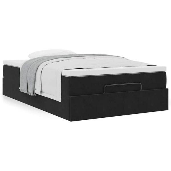 Ottoman Bett mit Matratze 120x190 cm Schwarz Samt