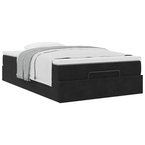 Ottoman Bett mit Matratze 120x190 cm Schwarz Samt