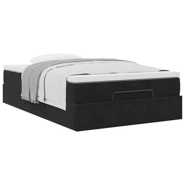 Ottoman Bett mit Matratze 120x190 cm Schwarz Samt