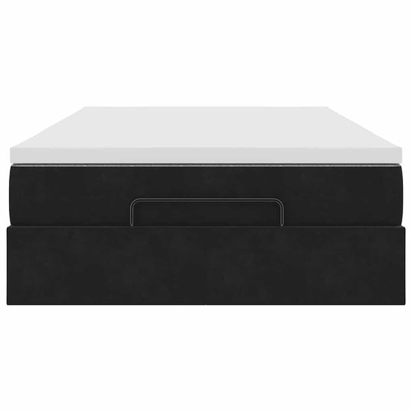 Ottoman Bett mit Matratze 120x190 cm Schwarz Samt