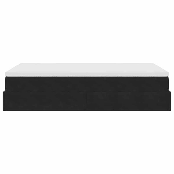 Ottoman Bett mit Matratze 120x190 cm Schwarz Samt