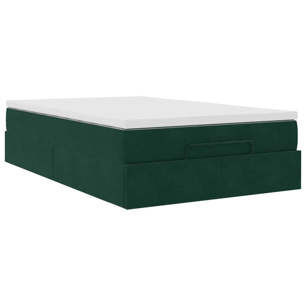 Ottoman Bett mit Matratze Dunkelgrün Samt 120x190