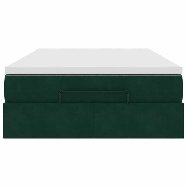 Ottoman Bett mit Matratze Dunkelgrün Samt 120x190