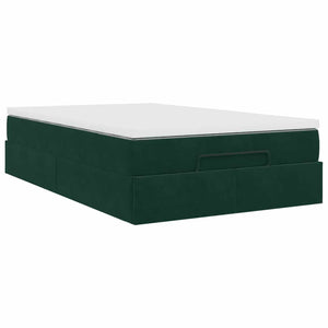 Ottoman Bett mit Matratze Dunkelgrün Samt 120x190