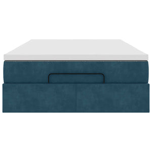 Ottoman Bett mit Matratze Dunkelblau Samt 120x190
