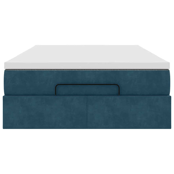 Ottoman Bett mit Matratze Dunkelblau Samt 120x190