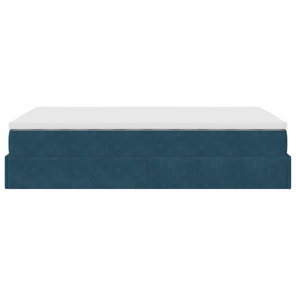 Ottoman Bett mit Matratze Dunkelblau Samt 120x190