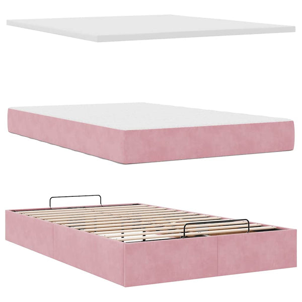 Ottoman Bett mit Matratze Rosa 120x190 cm