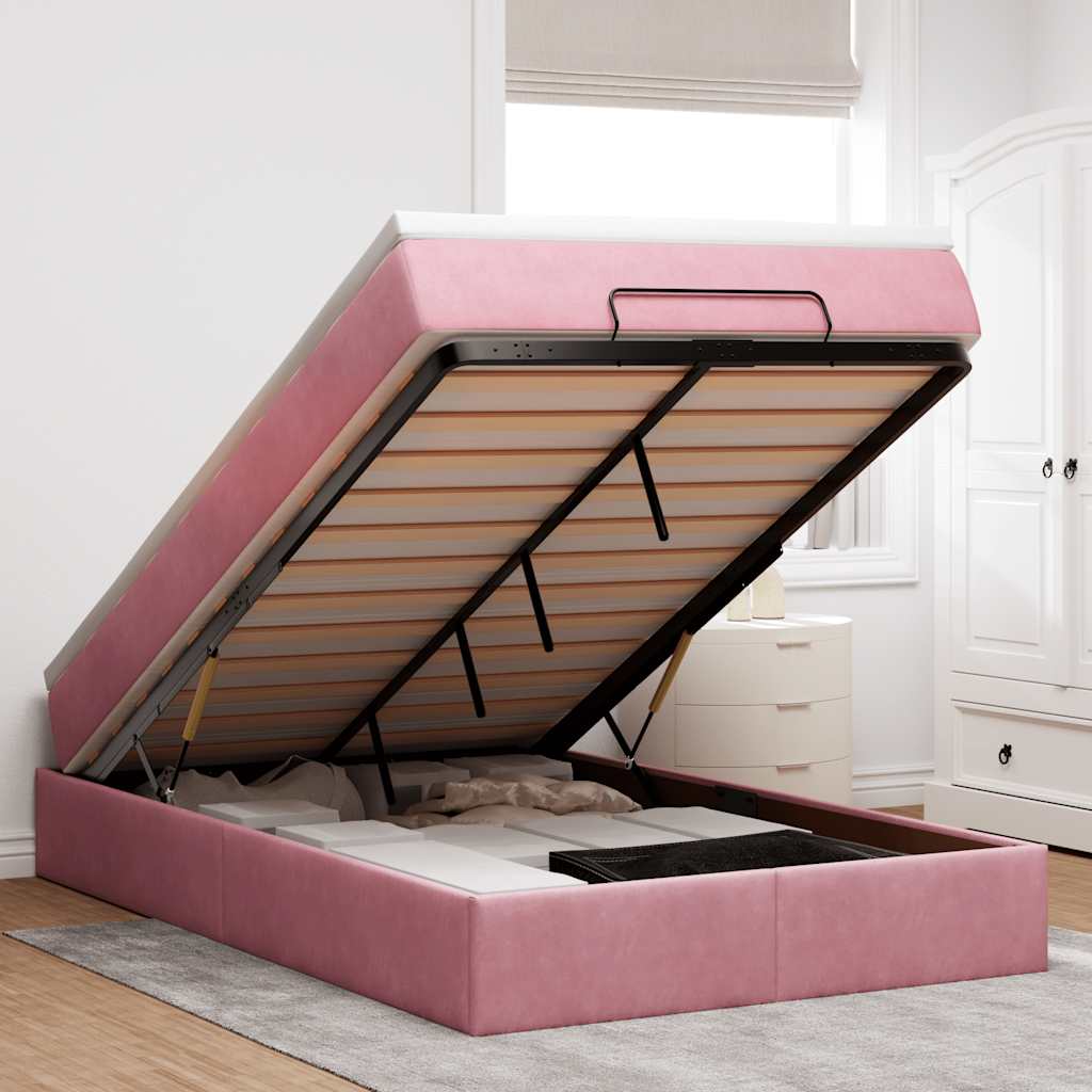 Ottoman Bett mit Matratze Rosa 120x190 cm