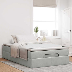 Ottoman Bett mit Matratze Hellgrau 120x200 cm