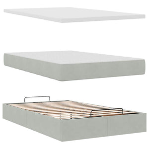 Ottoman Bett mit Matratze Hellgrau 120x200 cm