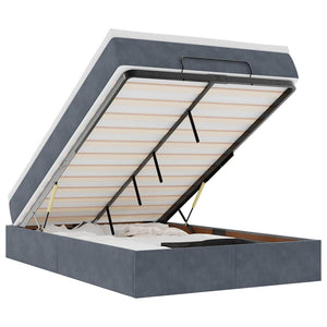 Ottoman Bett mit Matratze Dunkelgrau 120x200 cm