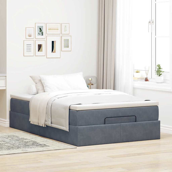 Ottoman Bett mit Matratze Dunkelgrau 120x200 cm