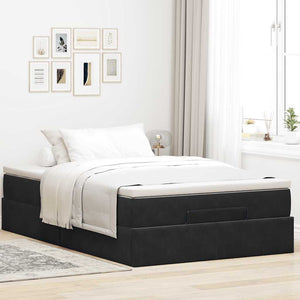 Ottoman Bett mit Matratze 120x200 cm Schwarz Samt