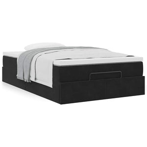 Ottoman Bett mit Matratze 120x200 cm Schwarz Samt