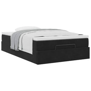 Ottoman Bett mit Matratze 120x200 cm Schwarz Samt
