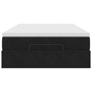 Ottoman Bett mit Matratze 120x200 cm Schwarz Samt