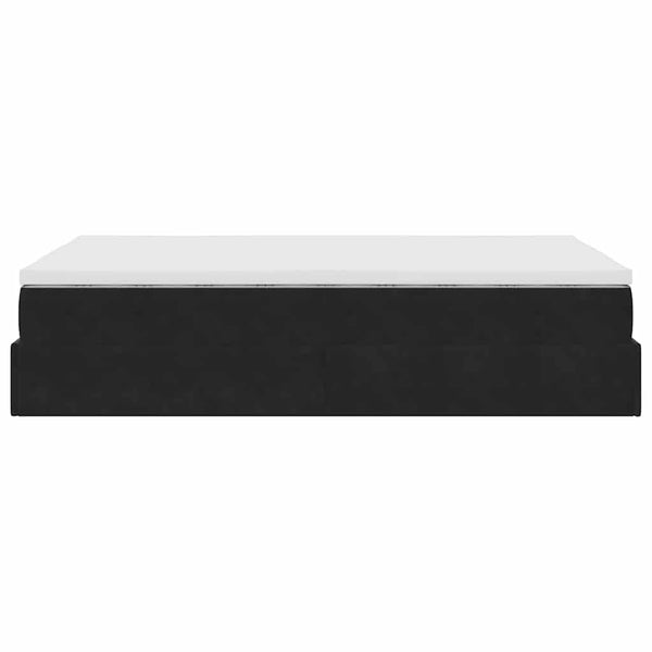 Ottoman Bett mit Matratze 120x200 cm Schwarz Samt