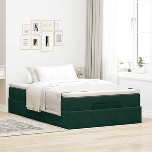 Ottoman Bett mit Matratze Dunkelgrün 120x200 cm