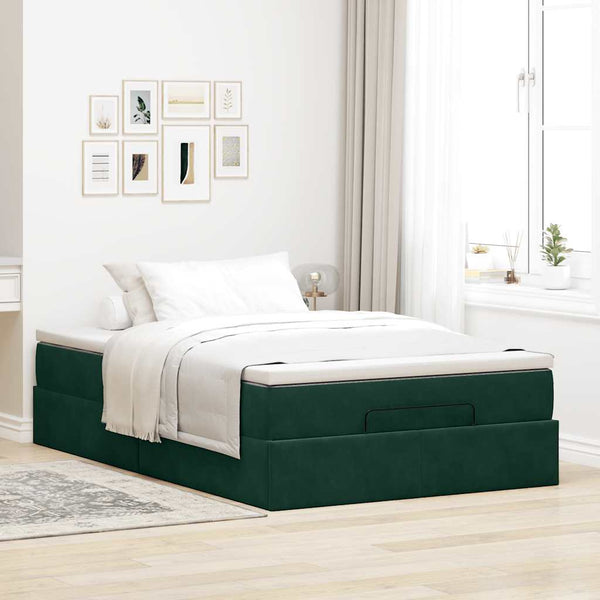 Ottoman Bett mit Matratze Dunkelgrün 120x200 cm