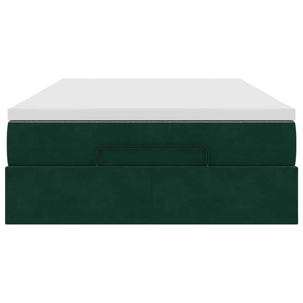 Ottoman Bett mit Matratze Dunkelgrün 120x200 cm