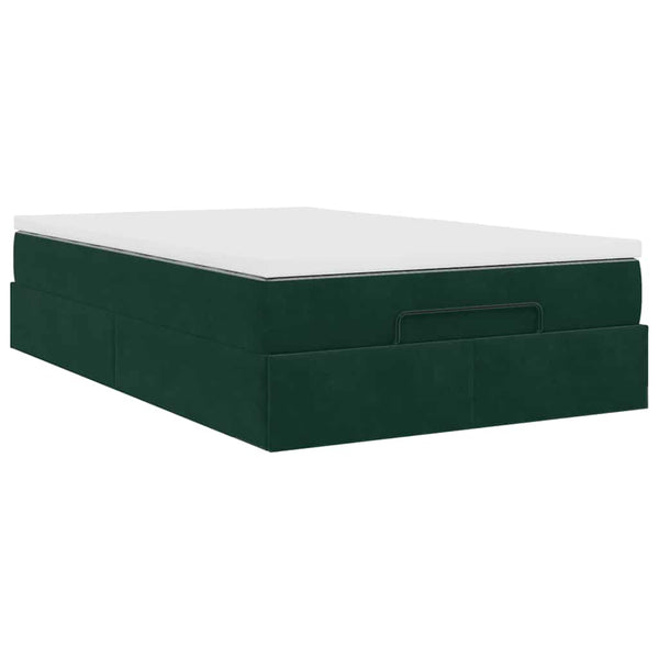 Ottoman Bett mit Matratze Dunkelgrün 120x200 cm