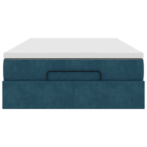 Ottoman Bett mit Matratze Dunkelblau Samt 120x200