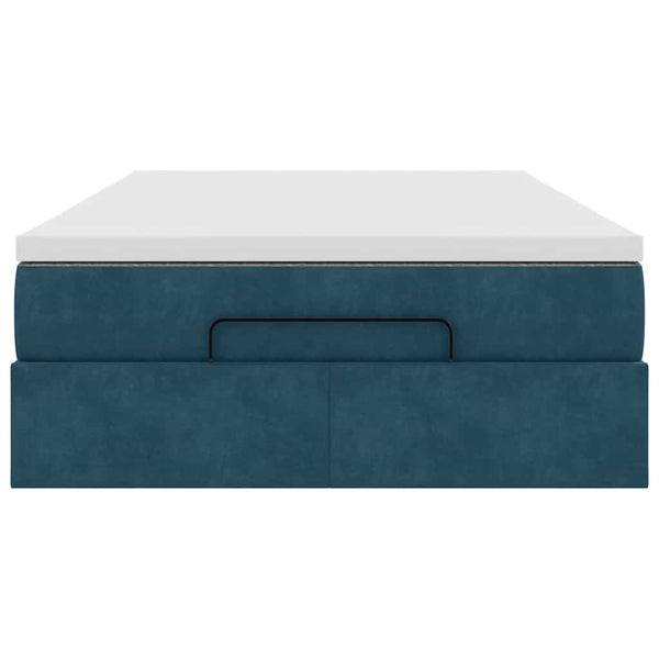 Ottoman Bett mit Matratze Dunkelblau Samt 120x200