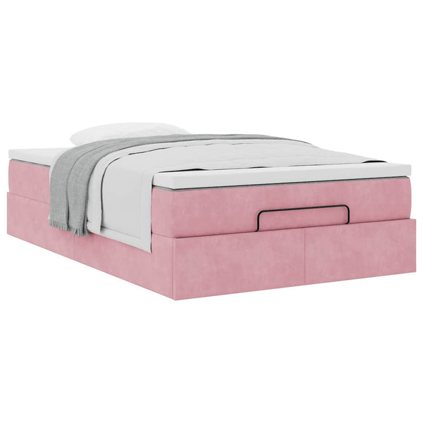 Ottoman Bett mit Matratze Rosa 120x200 cm Samt