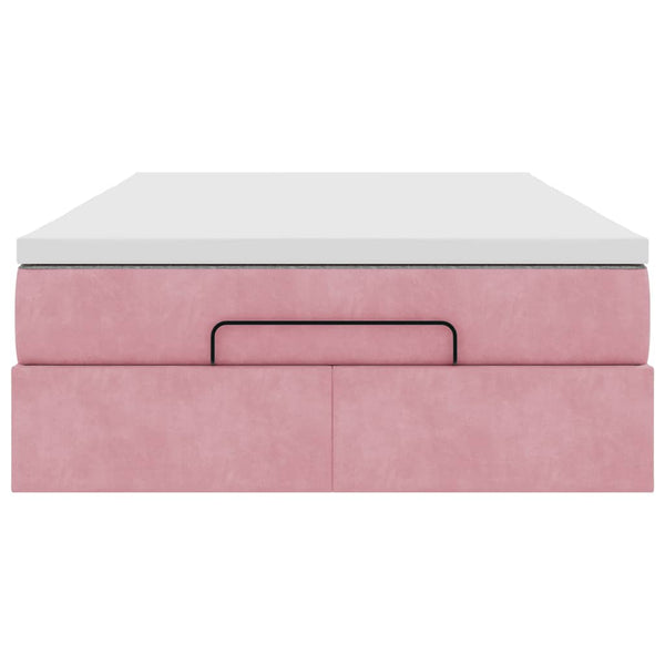 Ottoman Bett mit Matratze Rosa 120x200 cm Samt