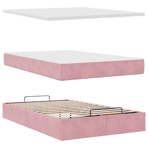 Ottoman Bett mit Matratze Rosa 120x200 cm Samt