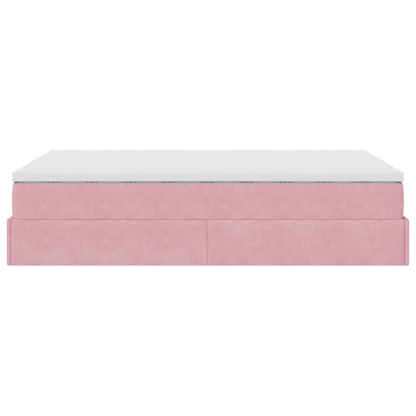 Ottoman Bett mit Matratze Rosa 120x200 cm Samt