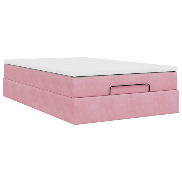 Ottoman Bett mit Matratze Rosa 120x200 cm Samt
