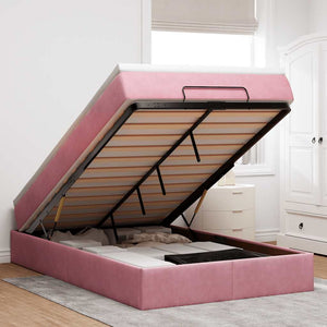 Ottoman Bett mit Matratze Rosa 120x200 cm Samt