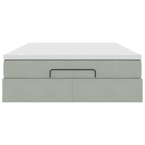 Ottoman Bett mit Matratze Hellgrau Samt 140x190 cm