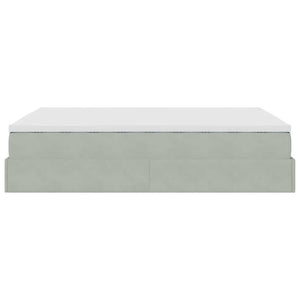 Ottoman Bett mit Matratze Hellgrau Samt 140x190 cm