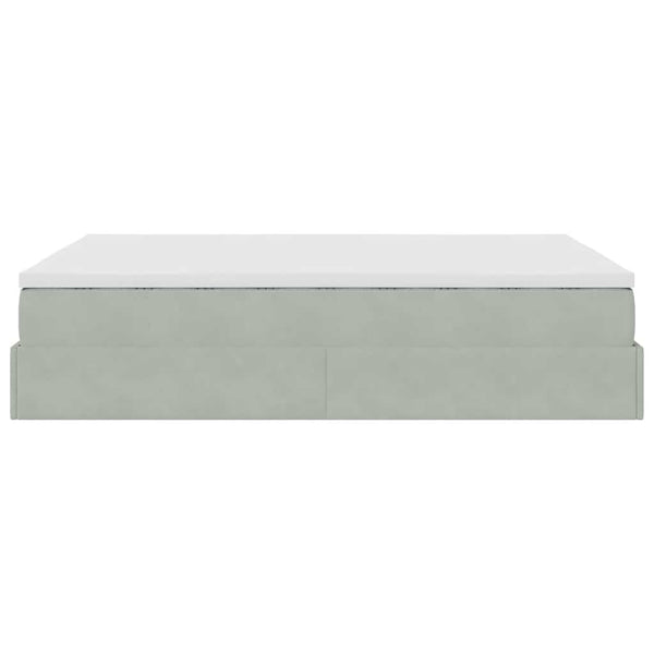 Ottoman Bett mit Matratze Hellgrau Samt 140x190 cm
