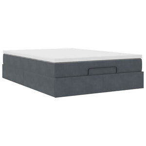 Ottoman Bett mit Matratze Dunkelgrau Samt 140x190 cm