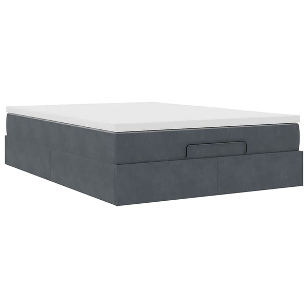 Ottoman Bett mit Matratze Dunkelgrau Samt 140x190 cm